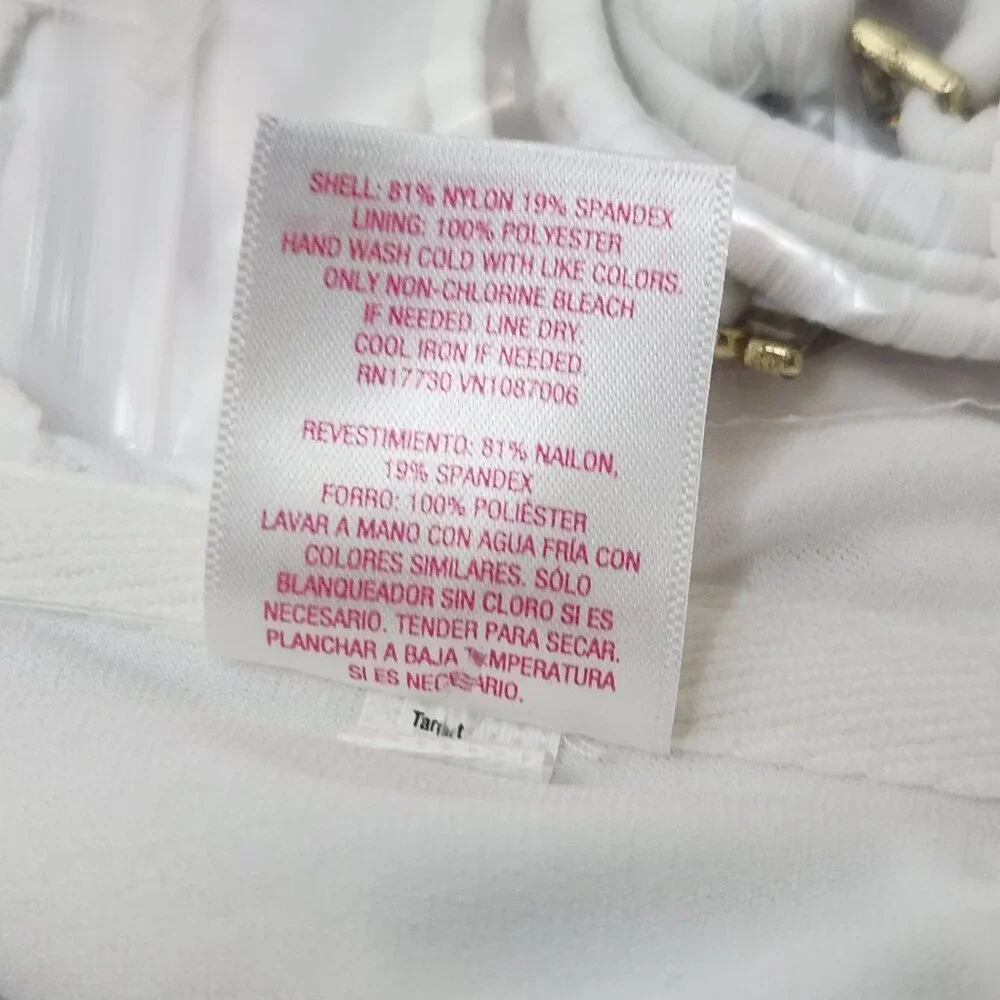 Xhilaration Swim Top XS‎ White Bandeau Ribbed Nylon Stretch Adjustable Straps